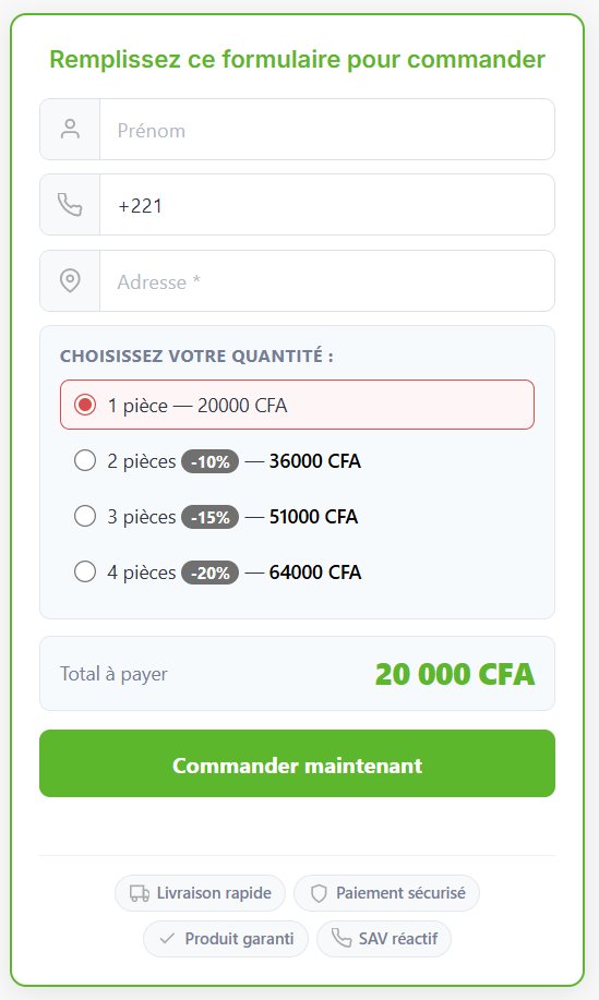 Formulaire de commande CODClic avec upsells